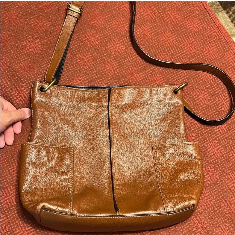 Fossil Tan Leather Shoulder Bag